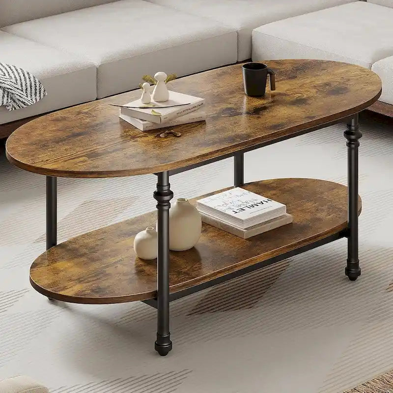 Oval Coffee Table Unique Tea Table 47.2 Mid Century Cocktail Table