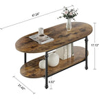 Oval Coffee Table Unique Tea Table 47.2 Mid Century Cocktail Table