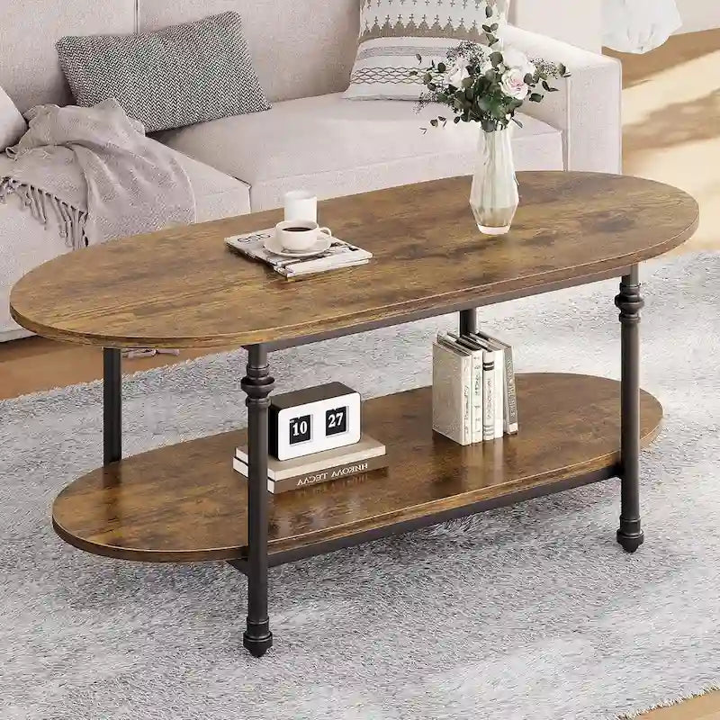Oval Coffee Table Unique Tea Table 47.2 Mid Century Cocktail Table