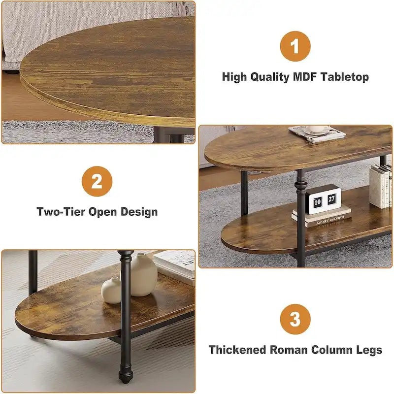 Oval Coffee Table Unique Tea Table 47.2 Mid Century Cocktail Table