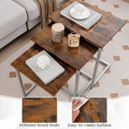 Gymax 3 Pcs Nesting Coffee End Table Set Stacking Side Nightstand
