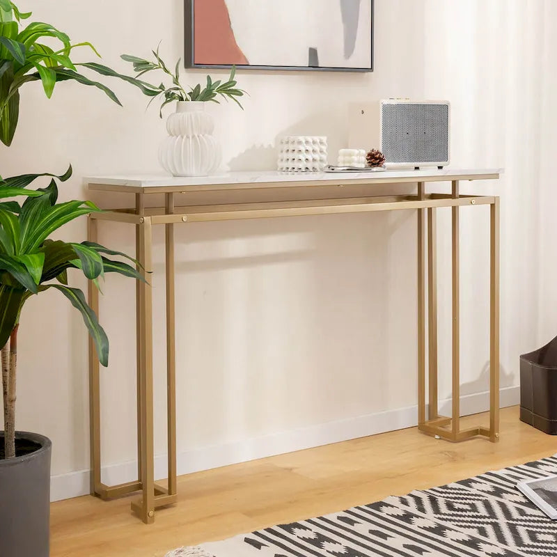 Costway Tavolo console moderno da ingresso con ripiano in finto marmo da 47 pollici - Vedi dettagli