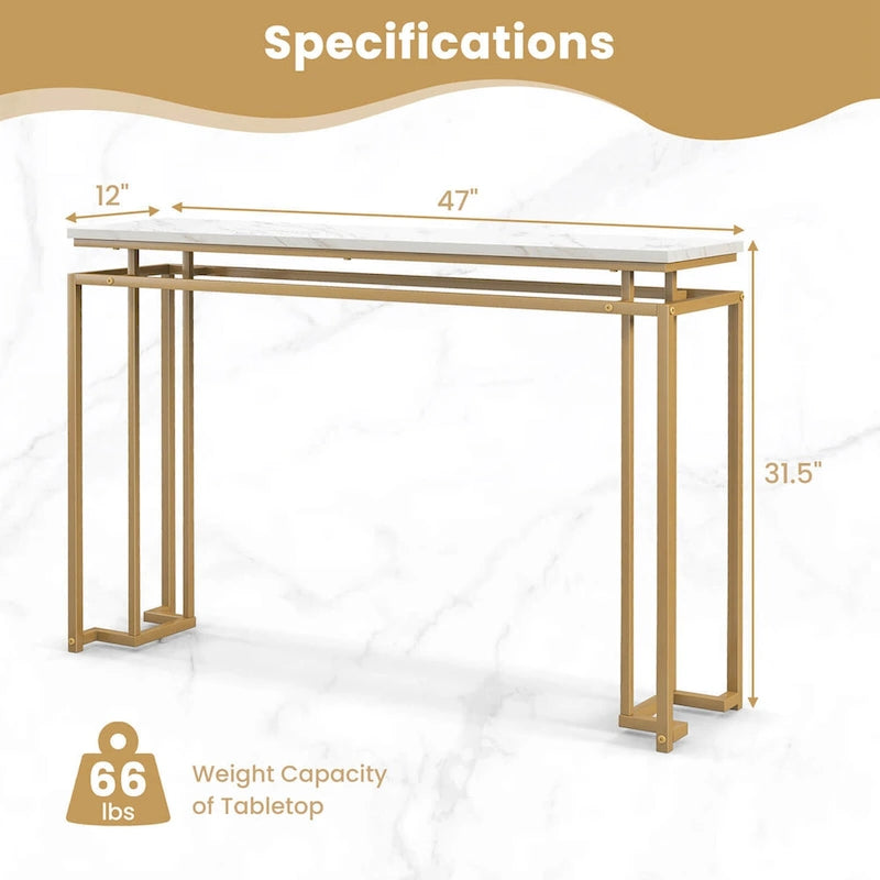 Costway Tavolo console moderno da ingresso con ripiano in finto marmo da 47 pollici - Vedi dettagli