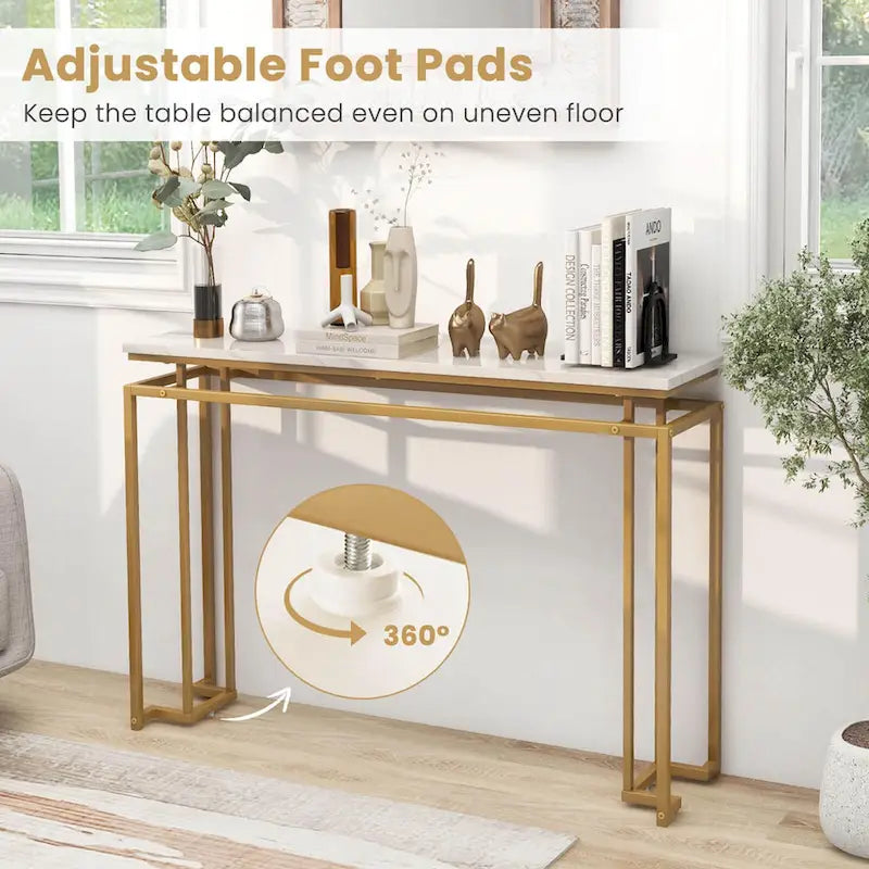 Costway Tavolo console moderno da ingresso con ripiano in finto marmo da 47 pollici - Vedi dettagli