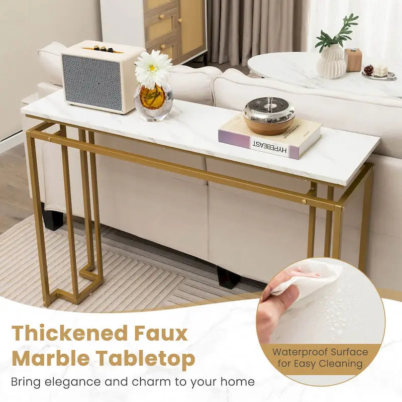 Costway Tavolo console moderno da ingresso con ripiano in finto marmo da 47 pollici - Vedi dettagli
