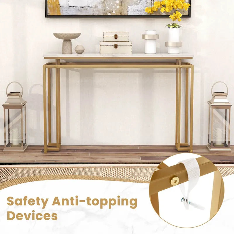 Costway Tavolo console moderno da ingresso con ripiano in finto marmo da 47 pollici - Vedi dettagli