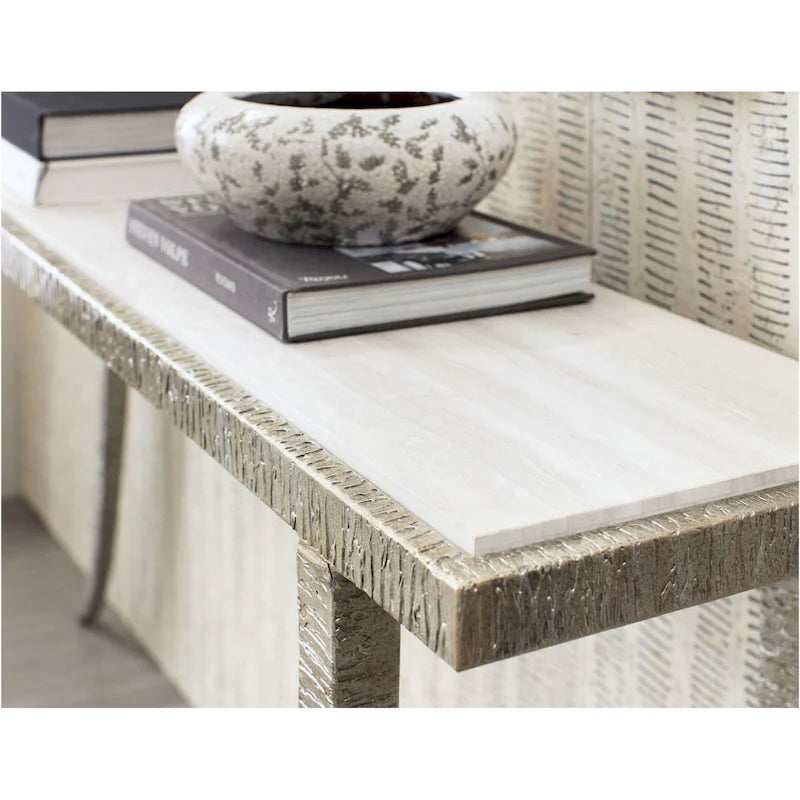 Consolle in metallo con piano in marmo Hooker Furniture 628-85669-00 Sabre 14" di larghezza