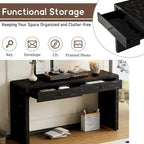 Curved Wooden Entryway Console Table with Storage, 2 Drawers, Rustic