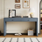 Curved Wooden Entryway Console Table with Storage, 2 Drawers, Rustic
