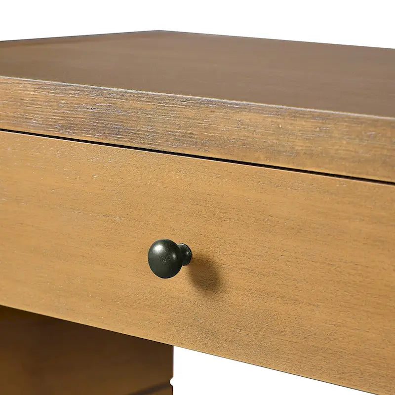 Curved Wooden Entryway Console Table with Storage, 2 Drawers, Rustic