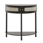 Consolle in Rattan Mezzaluna con Cassetti e Anta Scorrevole - 81 x 40 x 82 cm