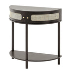 Consolle in Rattan Mezzaluna con Cassetti e Anta Scorrevole - 81 x 40 x 82 cm