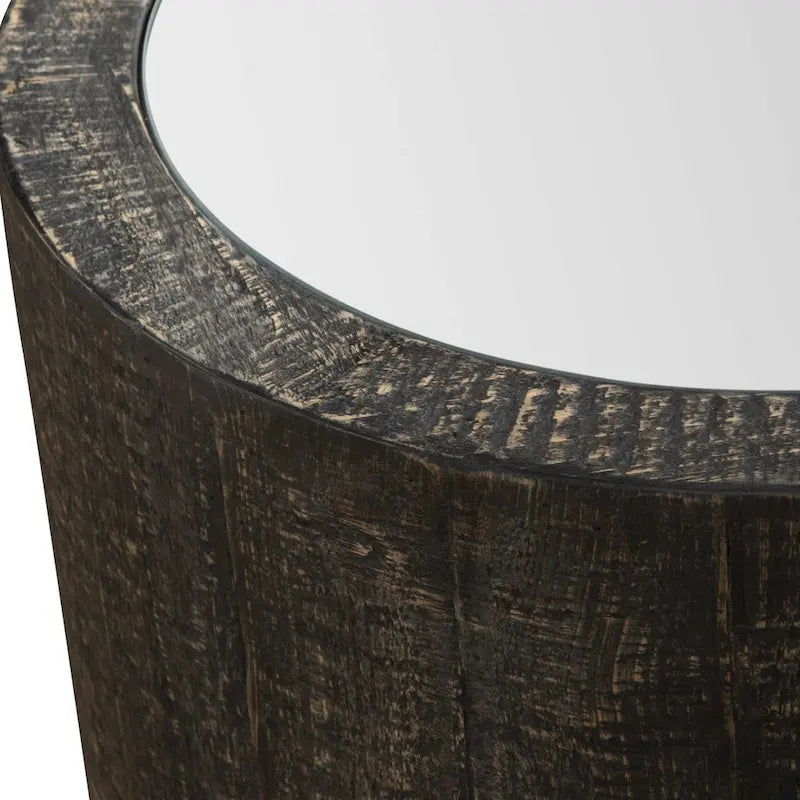 Tavolino d'appoggio con specchio, modello "Drum End Accent" - 25 - Nero