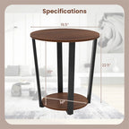 Gymax Industrial End Table Sofa Side Table Set ot 2 Nightstand w/