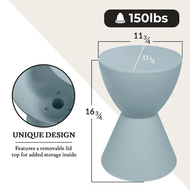 Boyd Round Side Table Ribbed Design Base Accent End Table with Removable Lid for Living Room & Bedroom