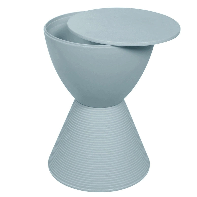 Boyd Round Side Table Ribbed Design Base Accent End Table with Removable Lid for Living Room & Bedroom