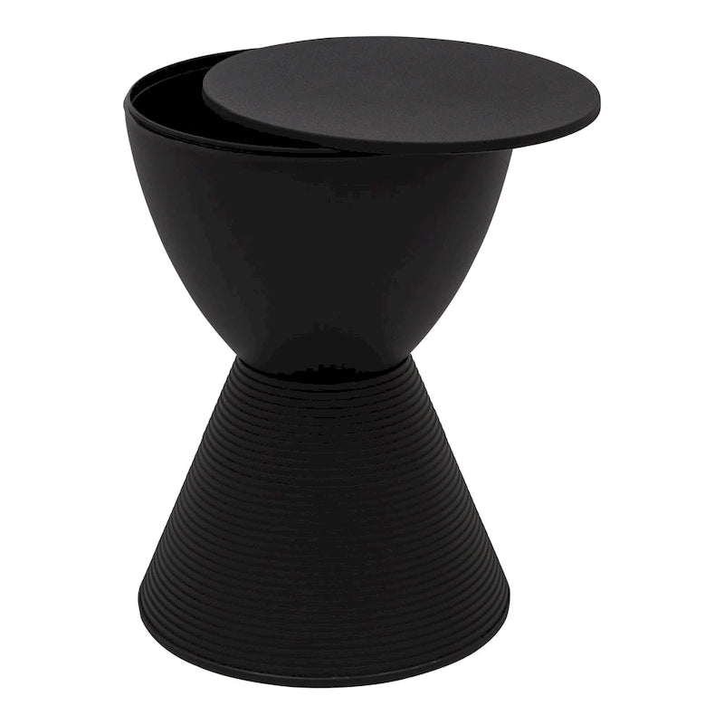 Boyd Round Side Table Ribbed Design Base Accent End Table with Removable Lid for Living Room & Bedroom