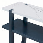 Consolle stretta con ripiano effetto marmo (blu scuro)