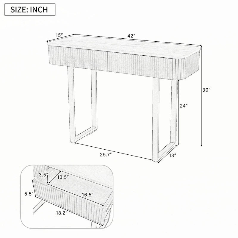 Consolle in Legno Massello con Design Scanalato, Miele e Nero