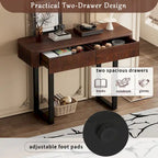 Consolle in Legno Massello con Design Scanalato, Miele e Nero
