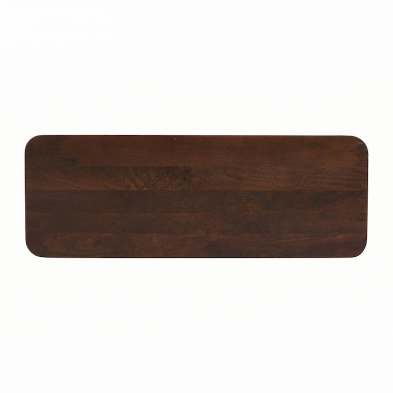 Consolle in Legno Massello con Design Scanalato, Miele e Nero
