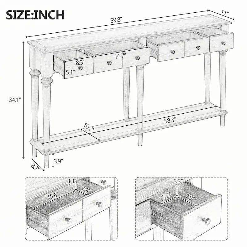 Tavolo da ingresso con 4 cassetti (Espresso)