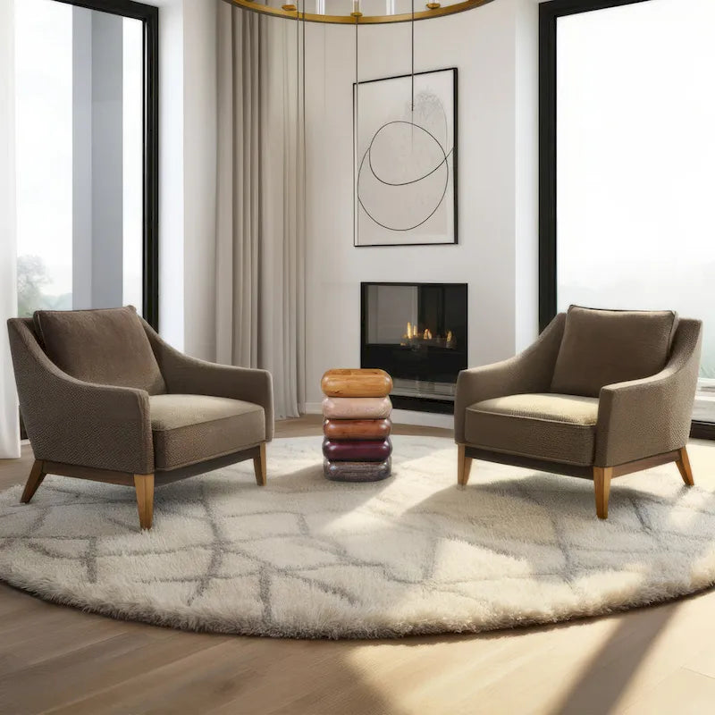 Tavolino da Salotto Zyra da 30 cm, Design Scolpito a Pila, Artigianato in Legno di Mango e Acacia, Marrone