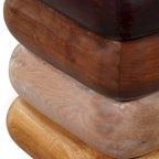 Tavolino da Salotto Zyra da 30 cm, Design Scolpito a Pila, Artigianato in Legno di Mango e Acacia, Marrone