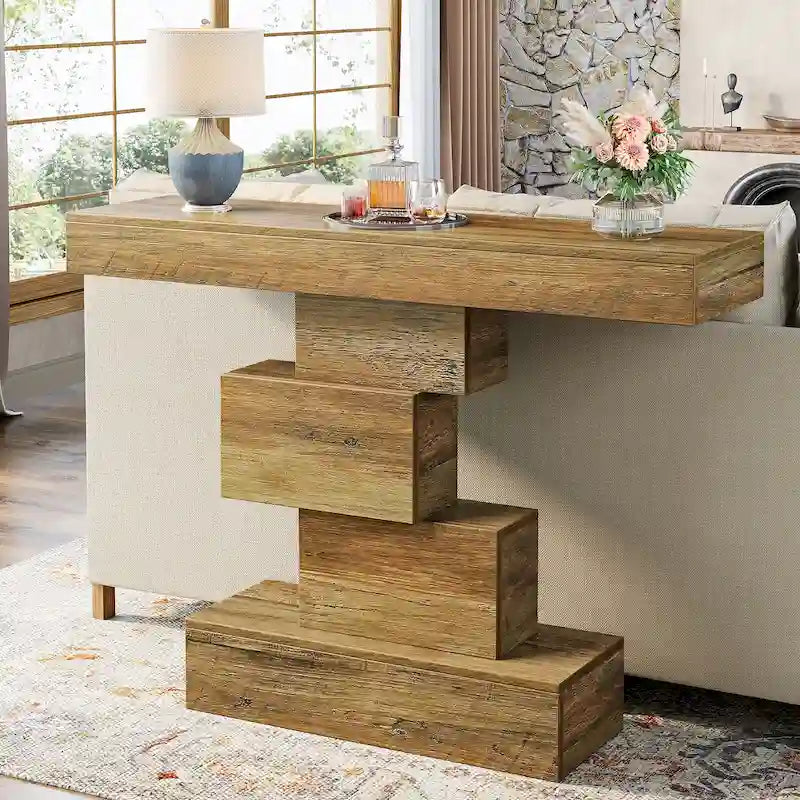 Tavolo consolle industriale in legno da 42 pollici per l'ingresso del soggiorno - 11,8P x 42,5L x 31,5A