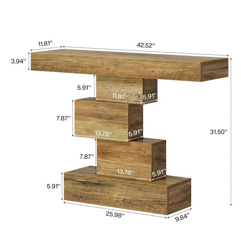 Tavolo consolle industriale in legno da 42 pollici per l'ingresso del soggiorno - 11,8P x 42,5L x 31,5A
