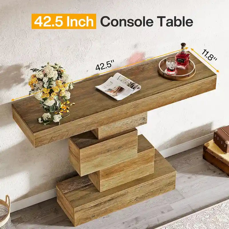 Tavolo consolle industriale in legno da 42 pollici per l'ingresso del soggiorno - 11,8P x 42,5L x 31,5A