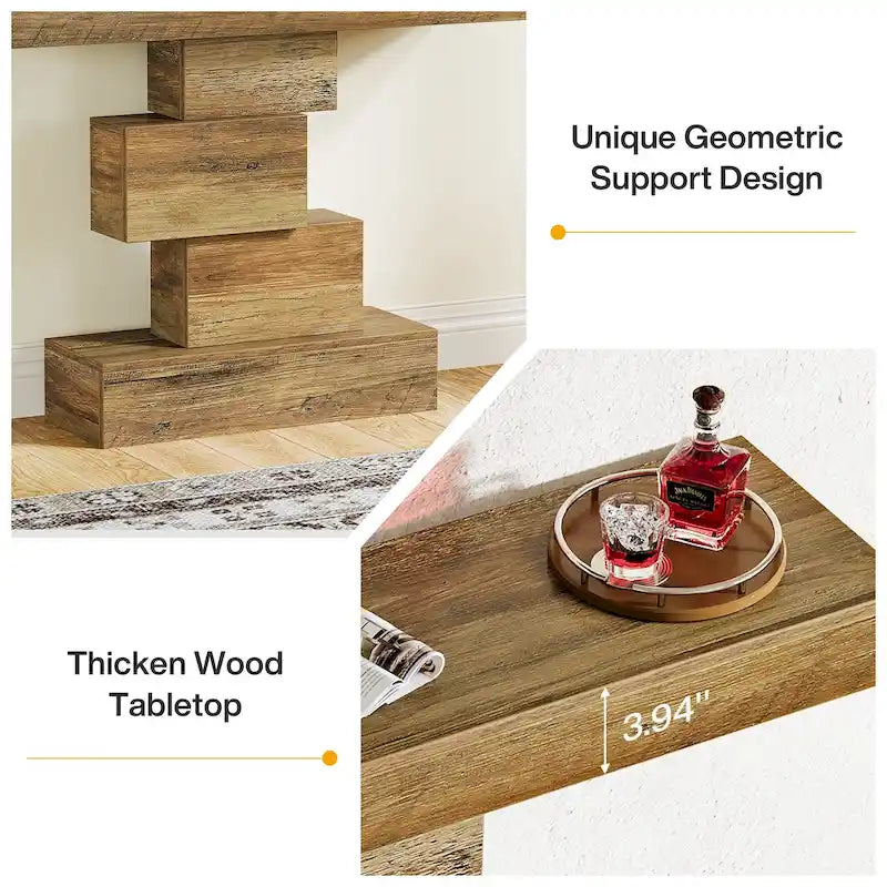 Tavolo consolle industriale in legno da 42 pollici per l'ingresso del soggiorno - 11,8P x 42,5L x 31,5A