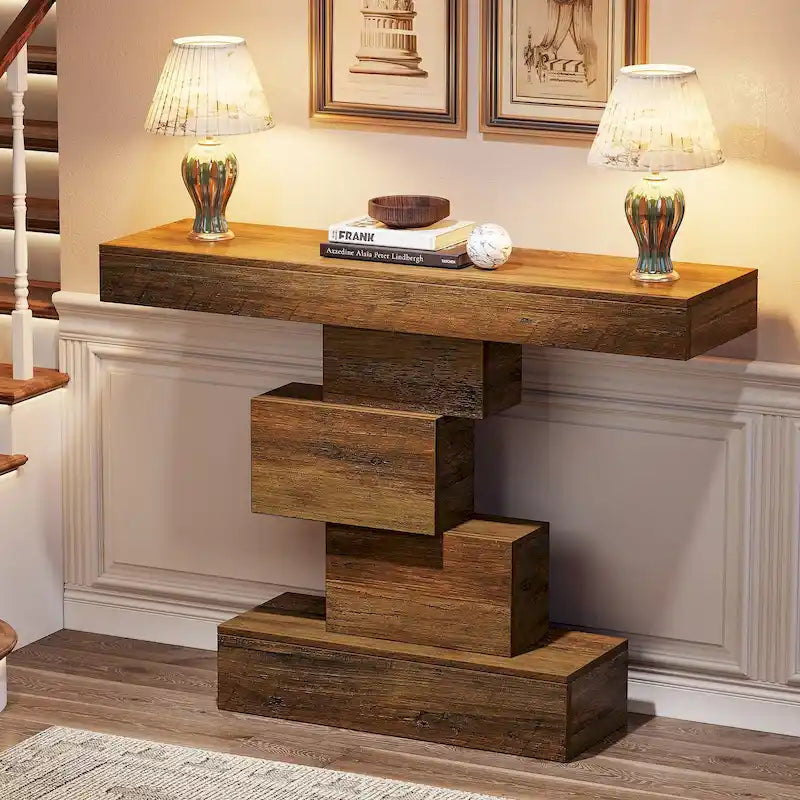 Tavolo consolle industriale in legno da 42 pollici per l'ingresso del soggiorno - 11,8P x 42,5L x 31,5A