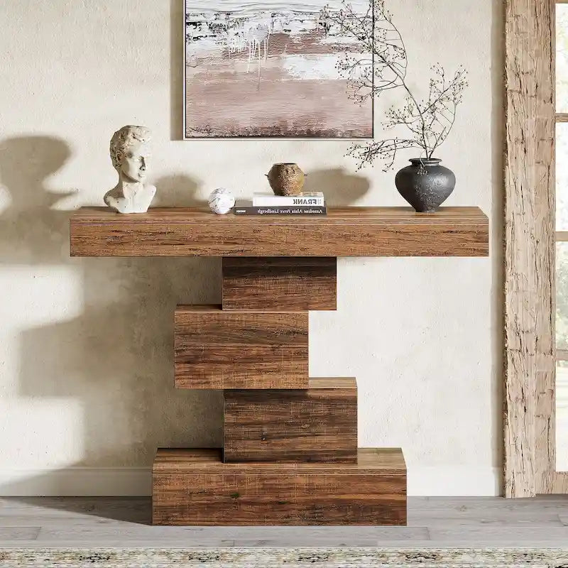 Tavolo consolle industriale in legno da 42 pollici per l'ingresso del soggiorno - 11,8P x 42,5L x 31,5A