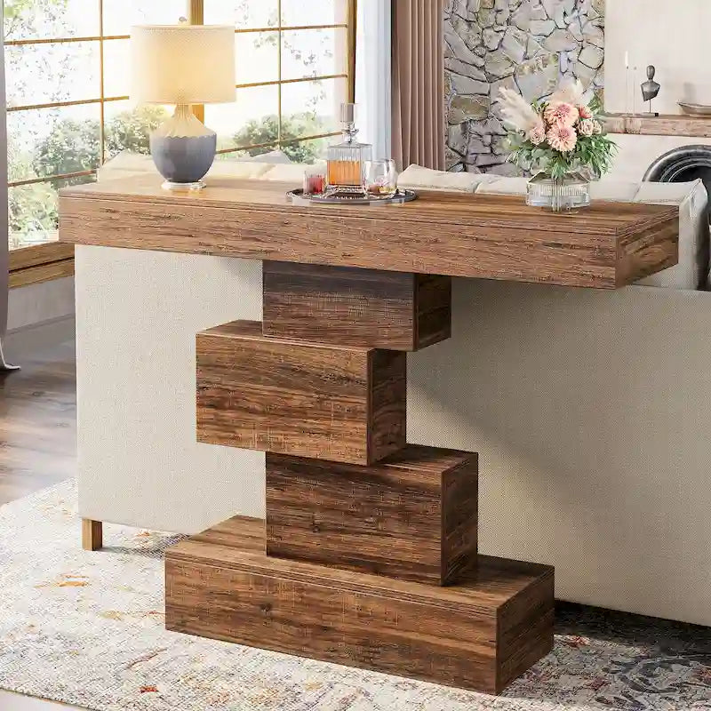 Tavolo consolle industriale in legno da 42 pollici per l'ingresso del soggiorno - 11,8P x 42,5L x 31,5A
