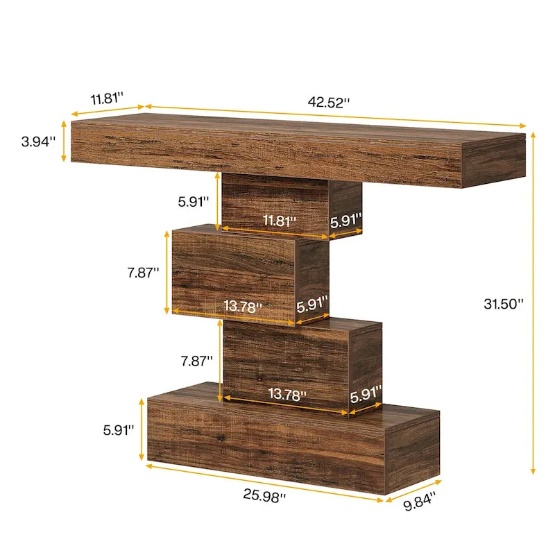 Tavolo consolle industriale in legno da 42 pollici per l'ingresso del soggiorno - 11,8P x 42,5L x 31,5A