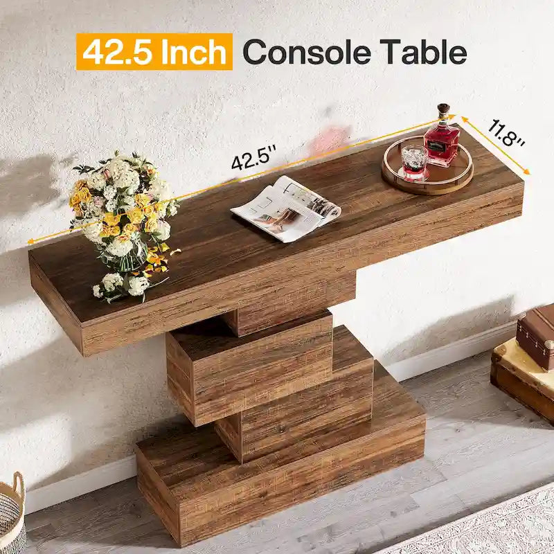 Tavolo consolle industriale in legno da 42 pollici per l'ingresso del soggiorno - 11,8P x 42,5L x 31,5A
