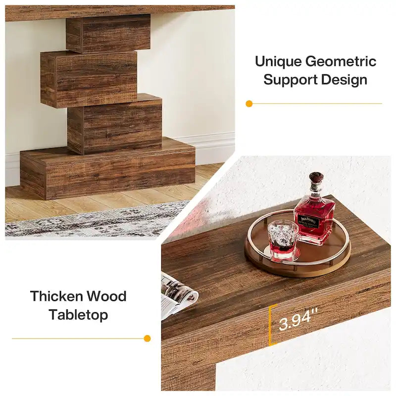 Tavolo consolle industriale in legno da 42 pollici per l'ingresso del soggiorno - 11,8P x 42,5L x 31,5A