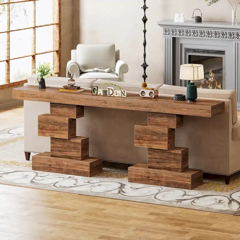 Tavolo consolle industriale in legno da 42 pollici per l'ingresso del soggiorno - 11,8P x 42,5L x 31,5A