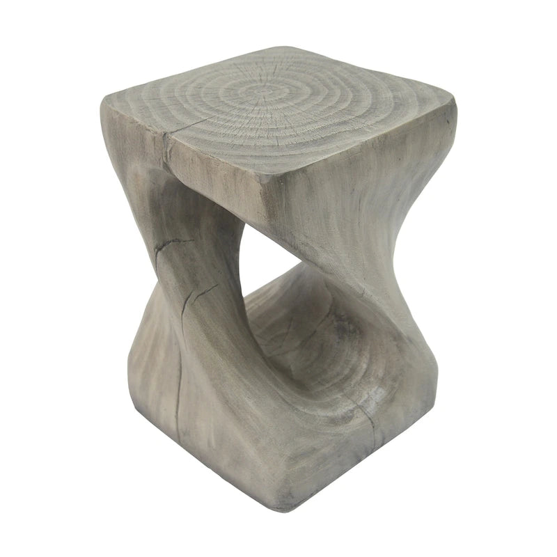 MGO Twist Shape Side Table, Wood-like Texture
