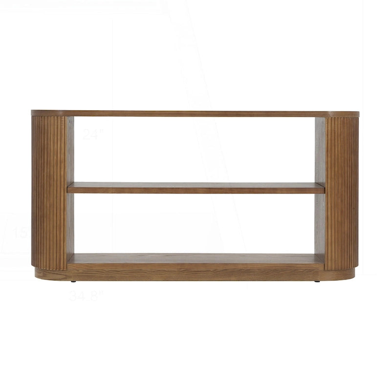 Versatile Slim Console Table with Open Shelf and Stylish Wood Grain for Living Room