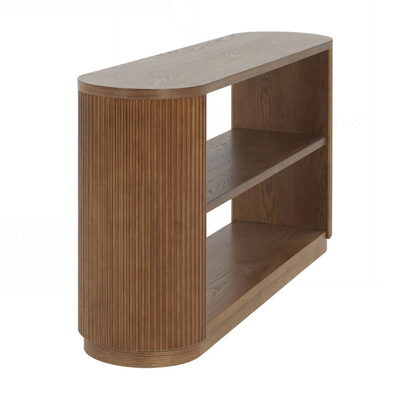 Versatile Slim Console Table with Open Shelf and Stylish Wood Grain for Living Room
