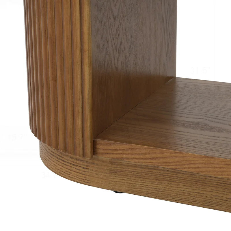 Versatile Slim Console Table with Open Shelf and Stylish Wood Grain for Living Room