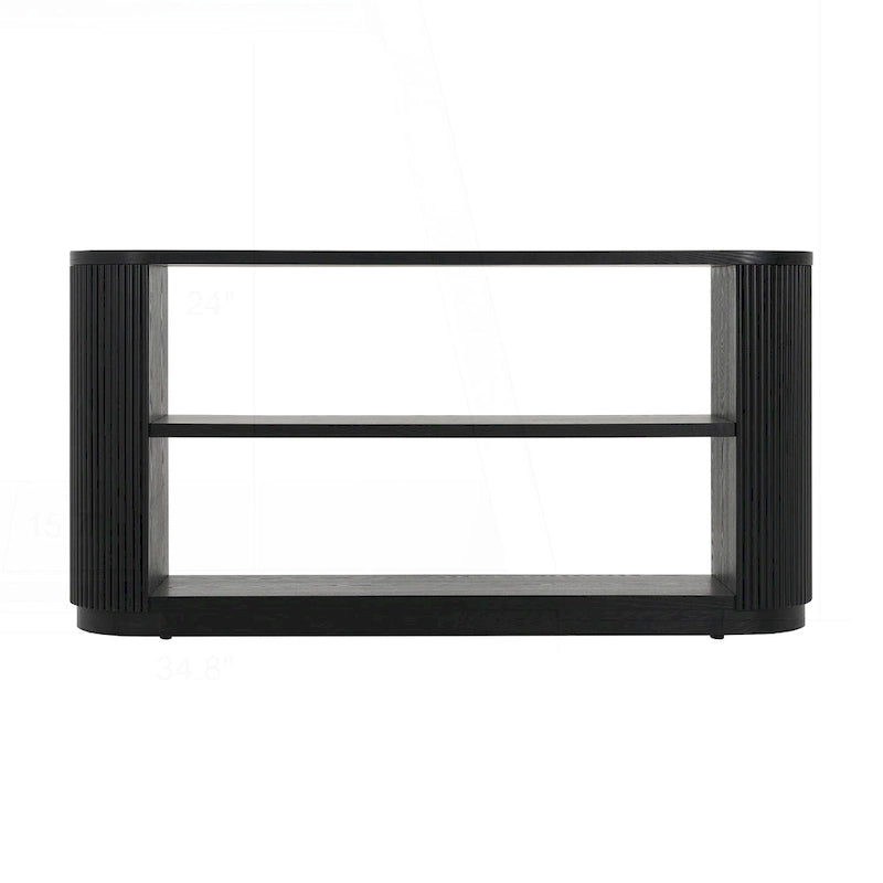 Versatile Slim Console Table with Open Shelf and Stylish Wood Grain for Living Room