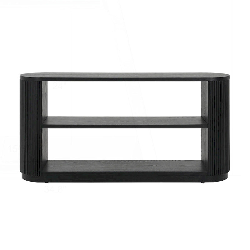 Versatile Slim Console Table with Open Shelf and Stylish Wood Grain for Living Room