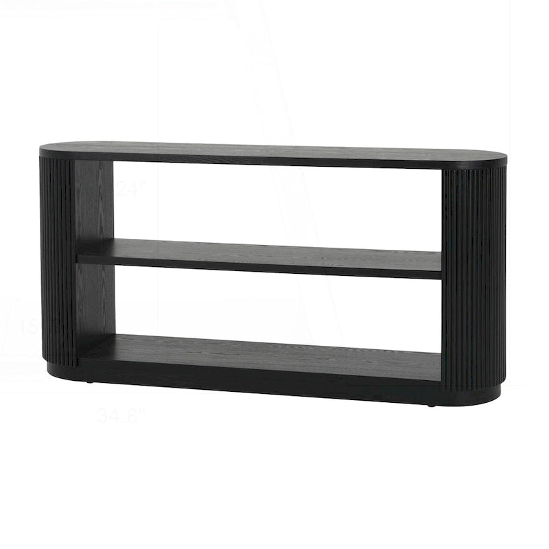 Versatile Slim Console Table with Open Shelf and Stylish Wood Grain for Living Room