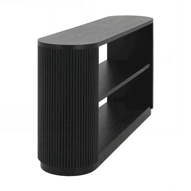 Versatile Slim Console Table with Open Shelf and Stylish Wood Grain for Living Room