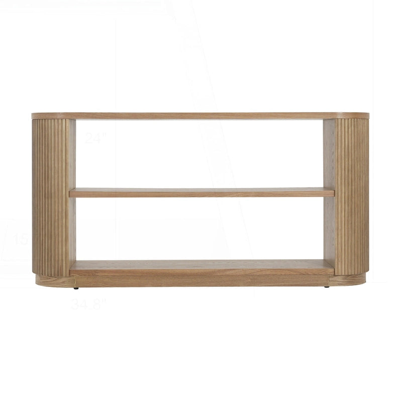 Versatile Slim Console Table with Open Shelf and Stylish Wood Grain for Living Room