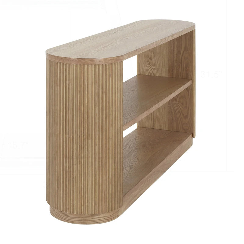 Versatile Slim Console Table with Open Shelf and Stylish Wood Grain for Living Room