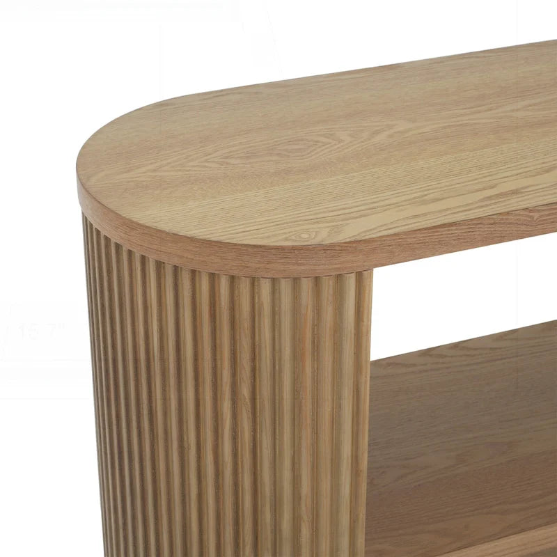 Versatile Slim Console Table with Open Shelf and Stylish Wood Grain for Living Room